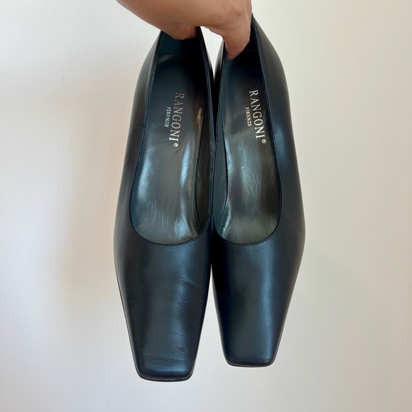 VINTAGE Y2K RANGONI FIRENZE ITALIAN SQUARE TOE BLACK PUMPS -  WOMEN'S SIZE 8 - Picture 3 of 5